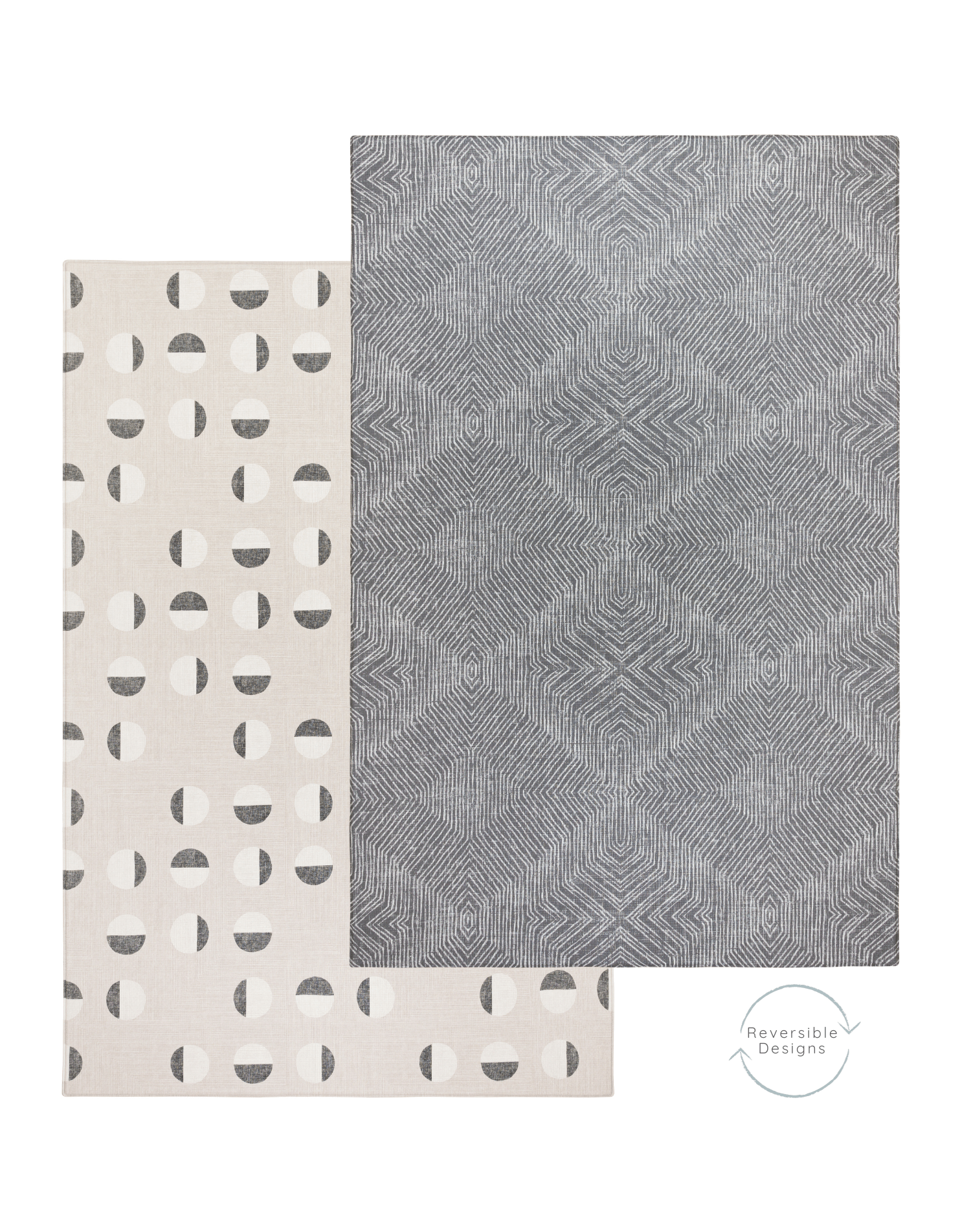 neutral design play mat with a dual-sided motif