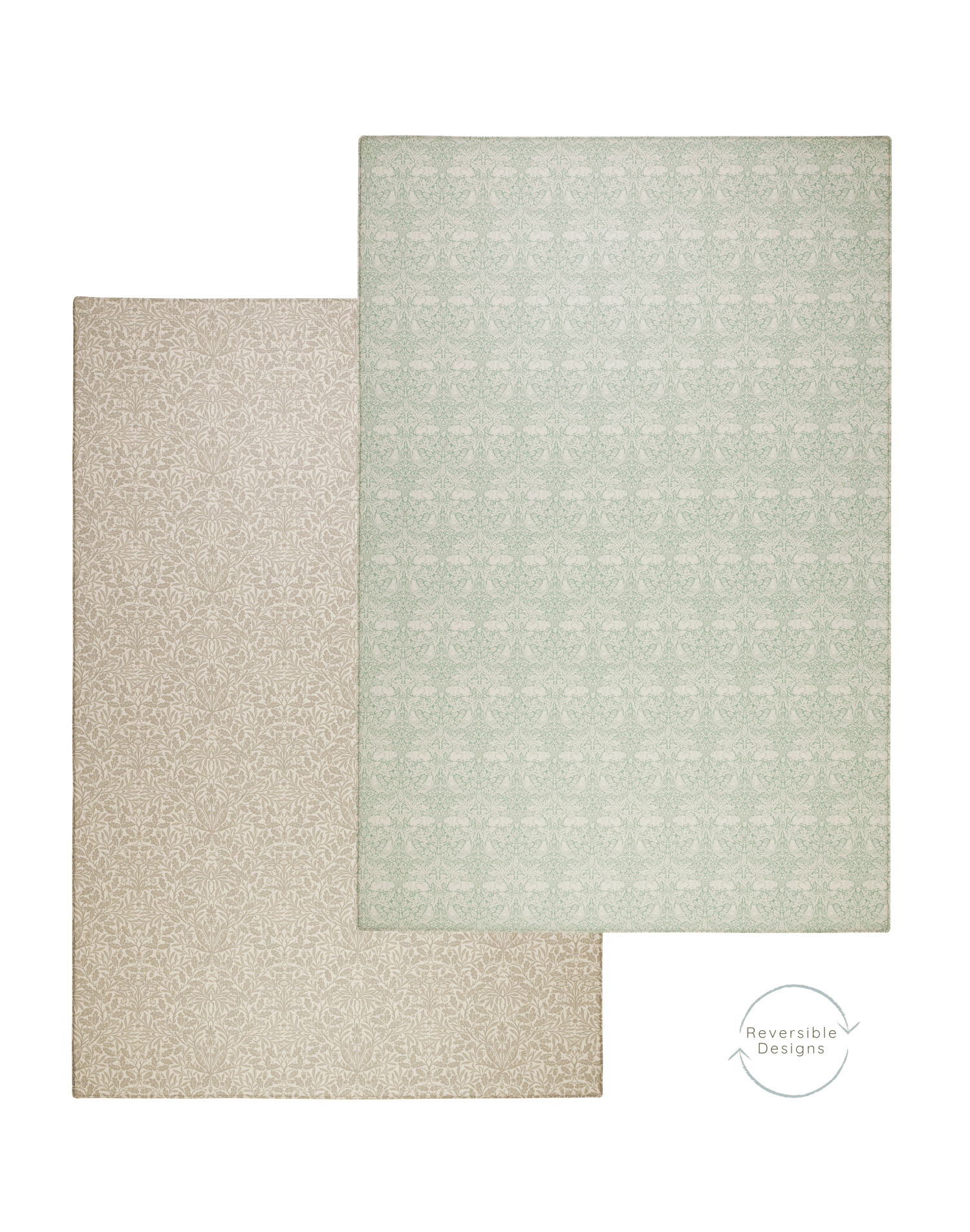 A double-sided play mat in soothing earthy tones