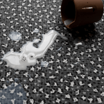 Cup tips over with milk on waterproof durable baby play mat