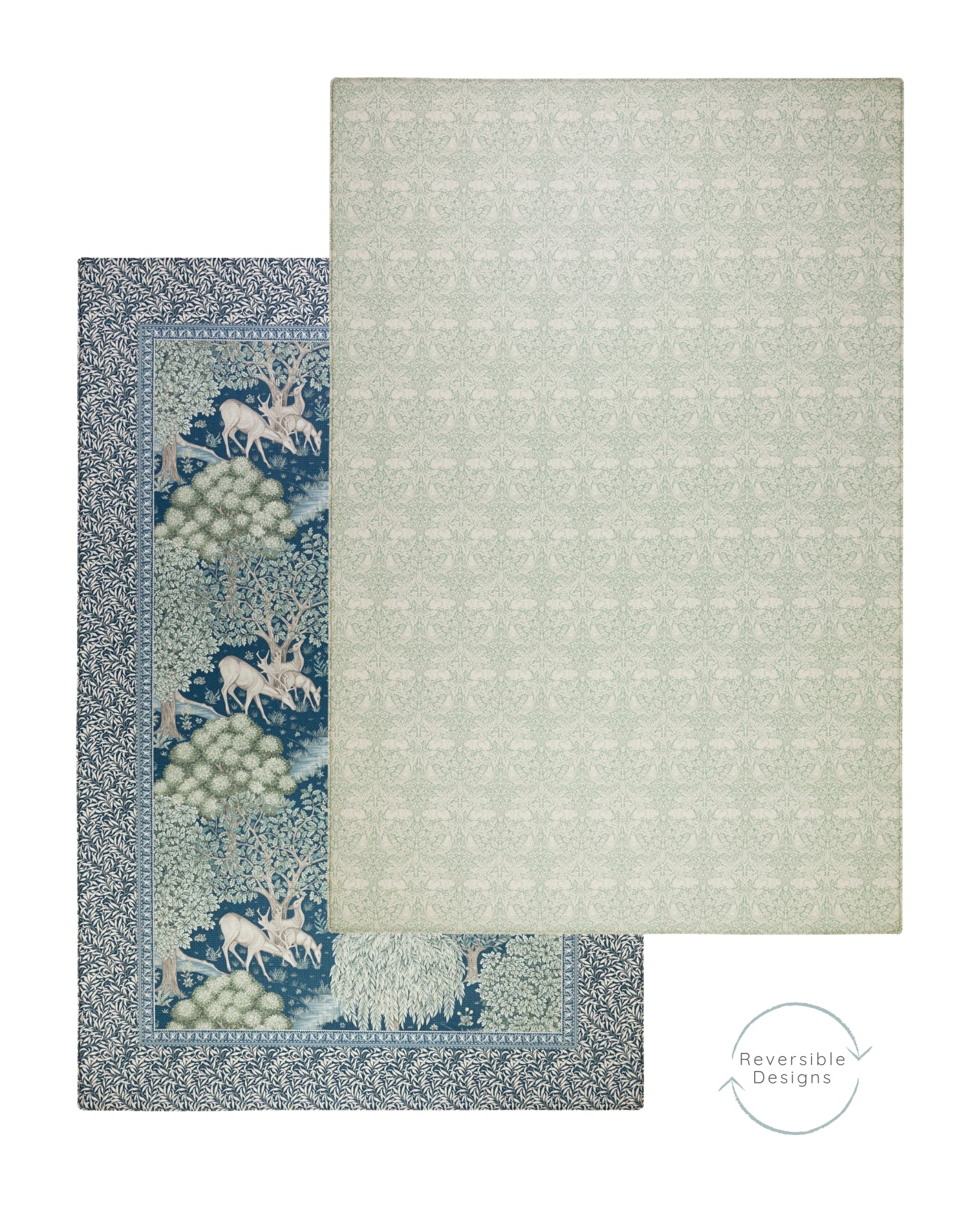 Detail of the double-sided design on The Brer Rabbit Playmat, showcasing William Morris's iconic Brer Rabbit and Brook patterns, combining decorative play mats with timeless design.