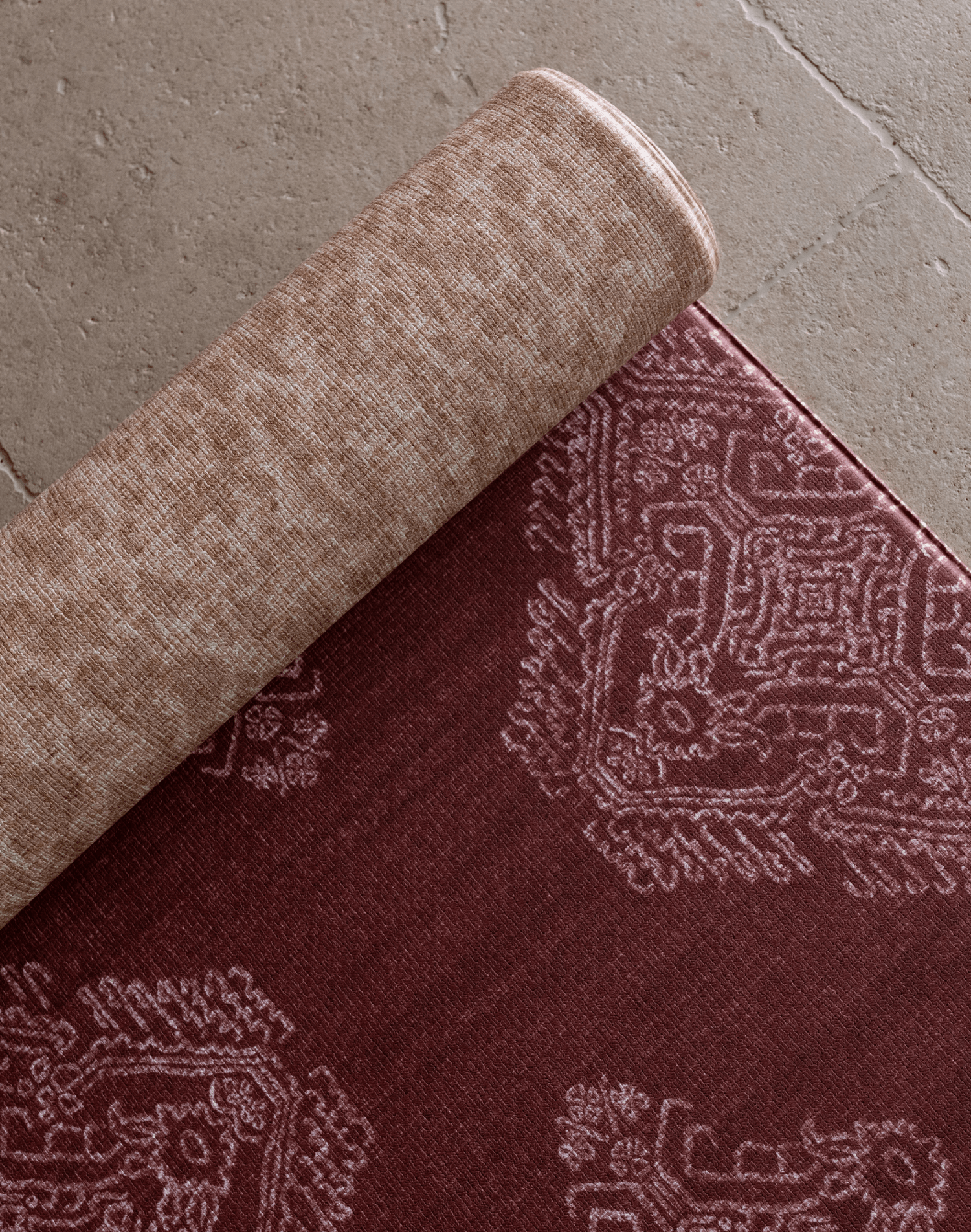 Close up of reversible play mat the merah and rusa from totter and tumble thick padded mat safe to use on tiled flooring