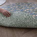 morris & co strawberry thief reversible double sided playmat totter and tumble with morris & co willow boughs iconic leafy print on its reverse for a calm and comfortable space for your baby to practise tummy time sealed memory foam playmats look like pretty padded playrugs