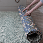 totter and tumble rolled one piece playmat in willow boughs and strawberry thief designs, non toxic playmats that look like play rugs