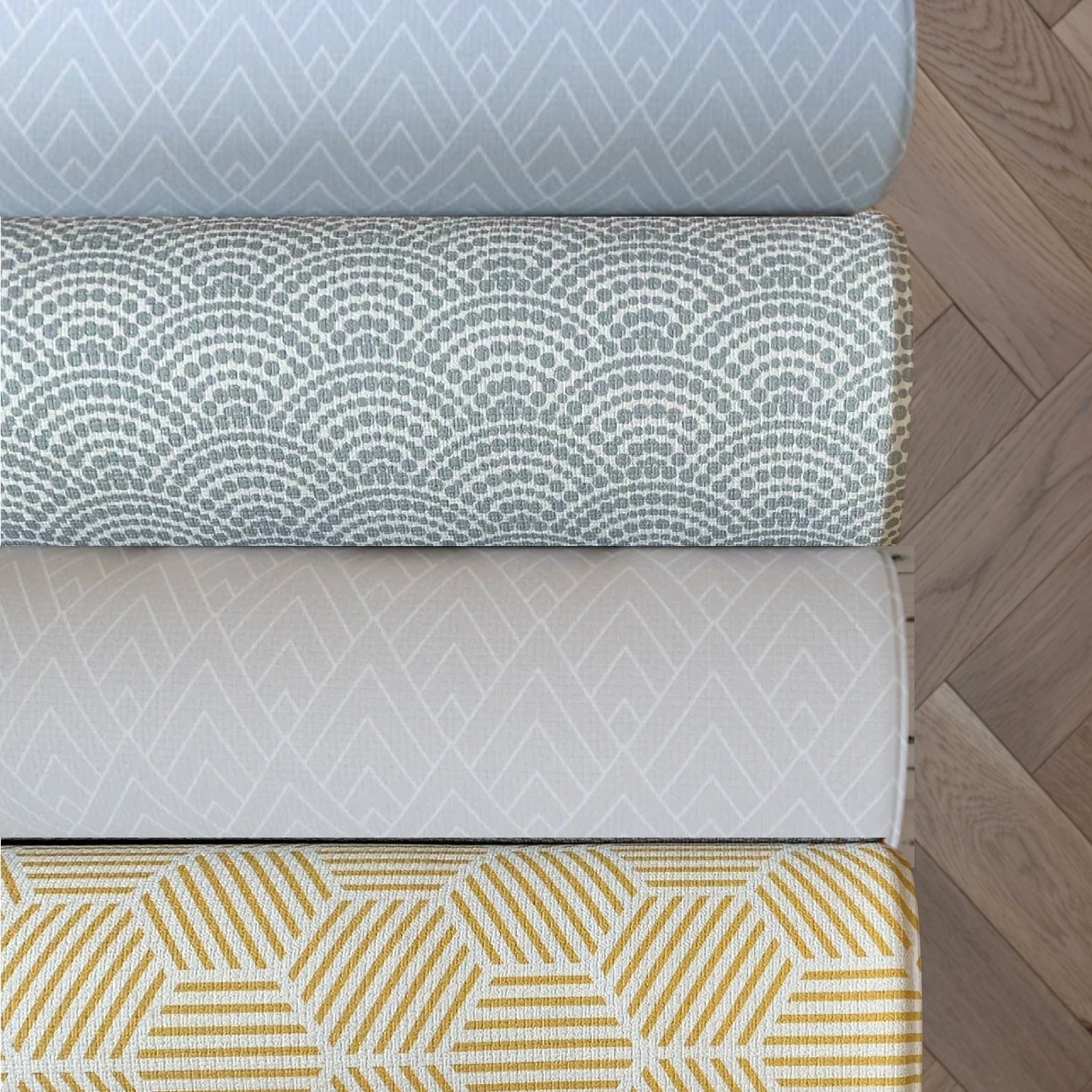 Playmats with colourful geometric designs