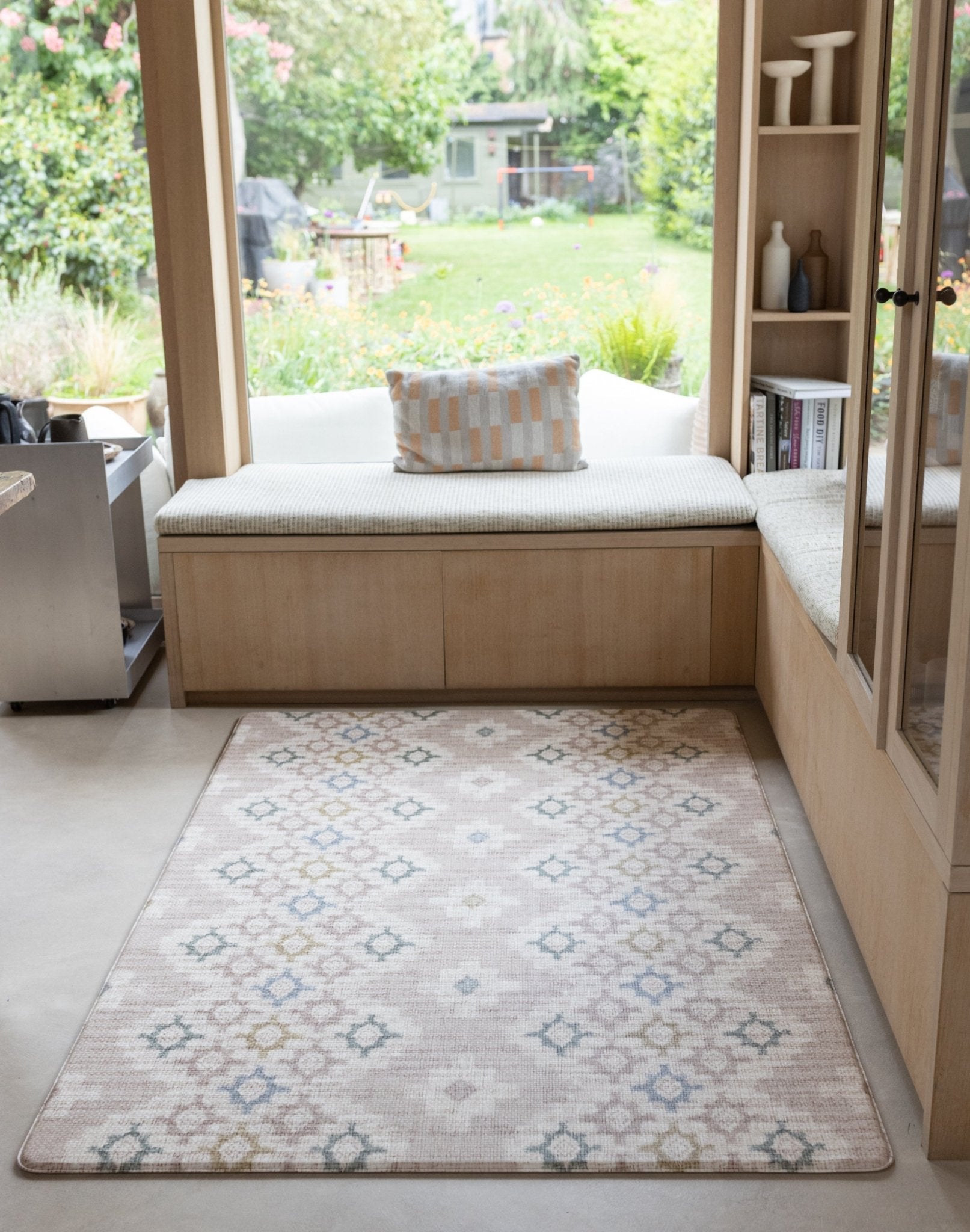 Living room with a high end baby play mat for contemporary homes