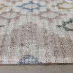 Close-up of a textured rug with geometric pattern on a neutral background
tapis de jeu confortable pour le développement de bébé