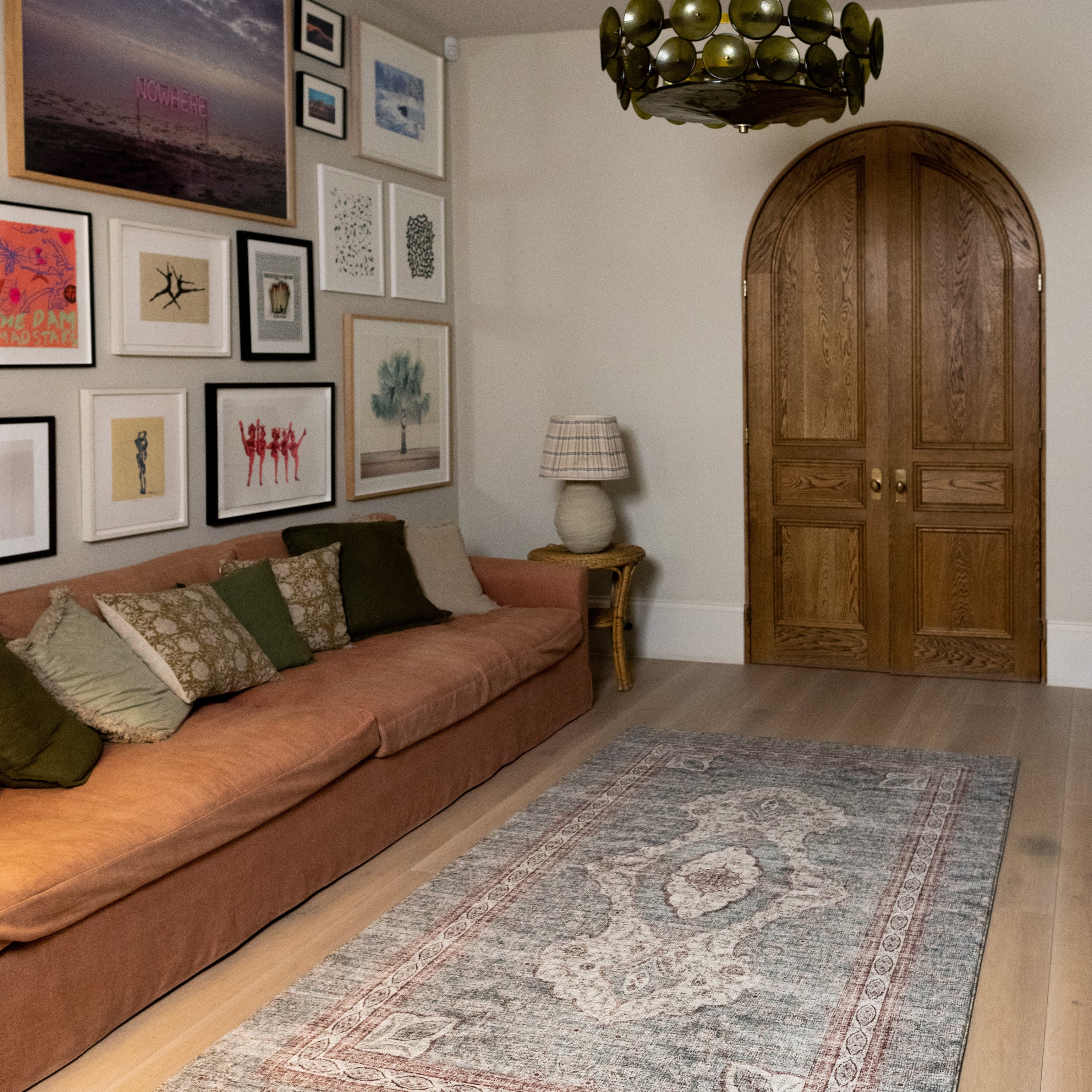 Stylish modern living room with a decorative rug-like playmat 