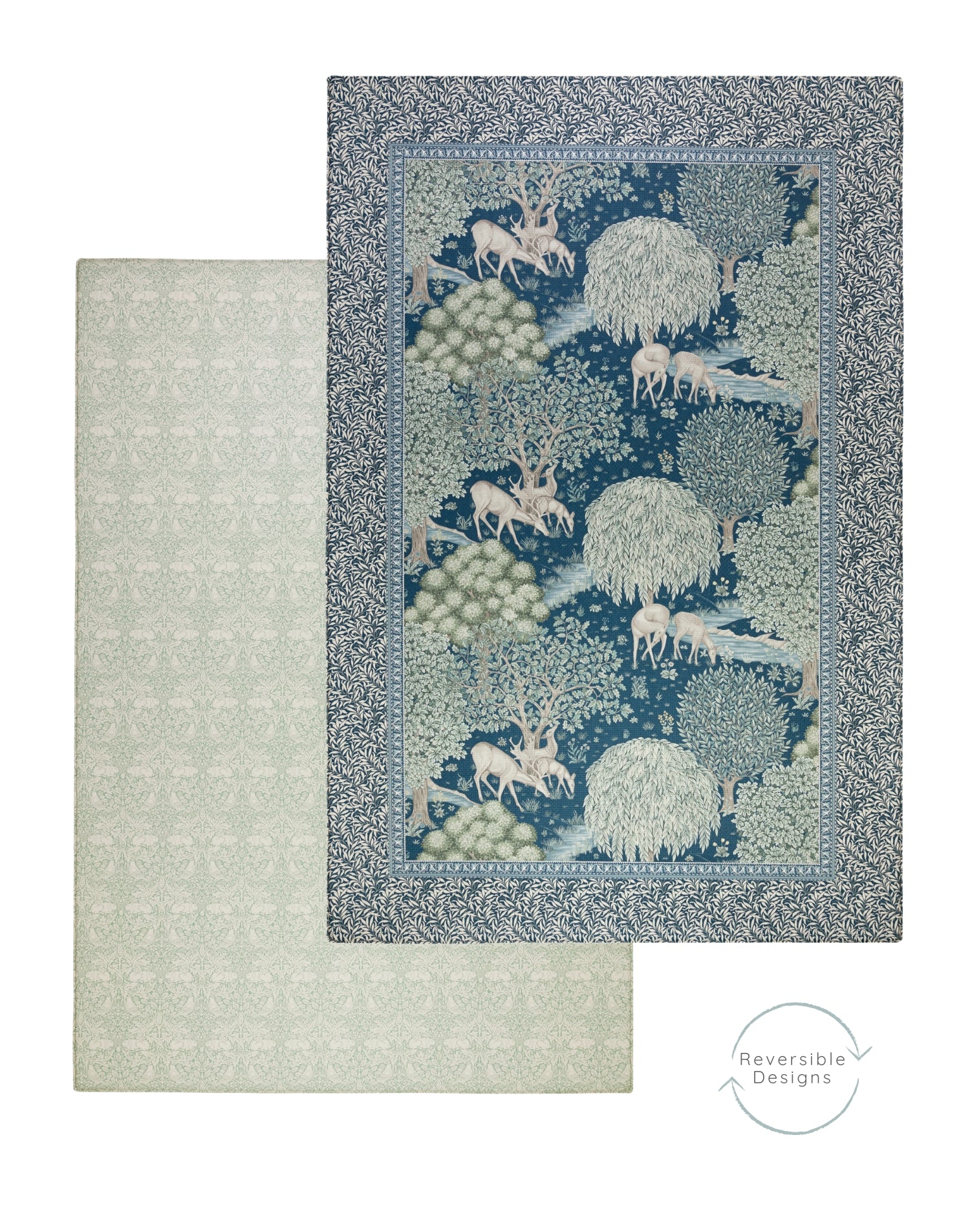 Close-up of double-sided Totter + Tumble luxury playmats in heritage-inspired William Morris floral prints, ideal for stylish and safe nursery decor.
