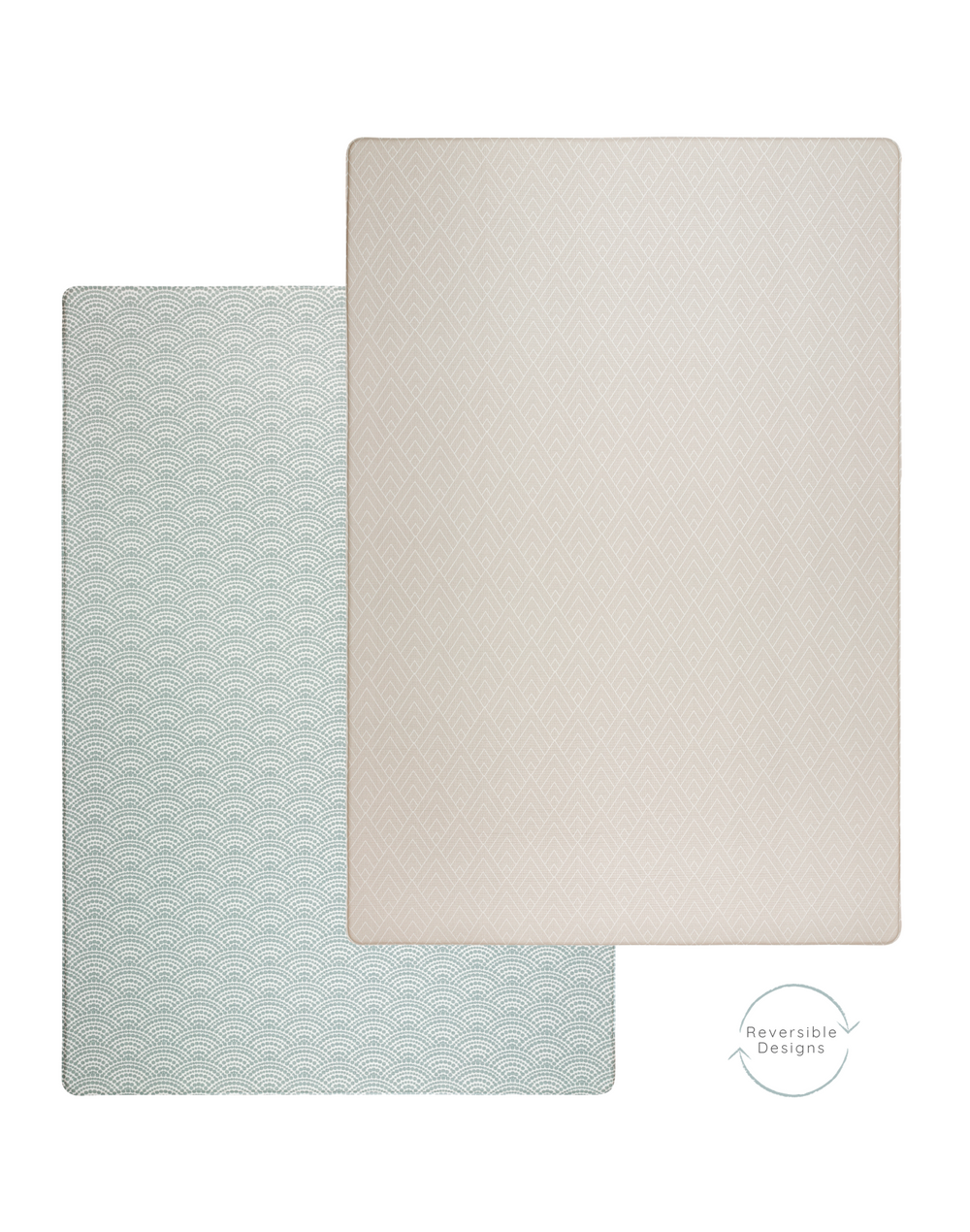 Reversible double sided play mat with neutral motifs for a stylish look in the family home