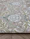close up of severn print morris & co totter and tumble floral play mats in pretty pink playmat that looks like a totter and tumble rug, thick foam comfortable for babies tummy time practise