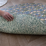 morris & co strawberry thief reversible double sided playmat totter and tumble with morris & co willow boughs iconic leafy print on its reverse for a calm and comfortable space for your baby to practise tummy time sealed memory foam playmats look like pretty padded playrugs