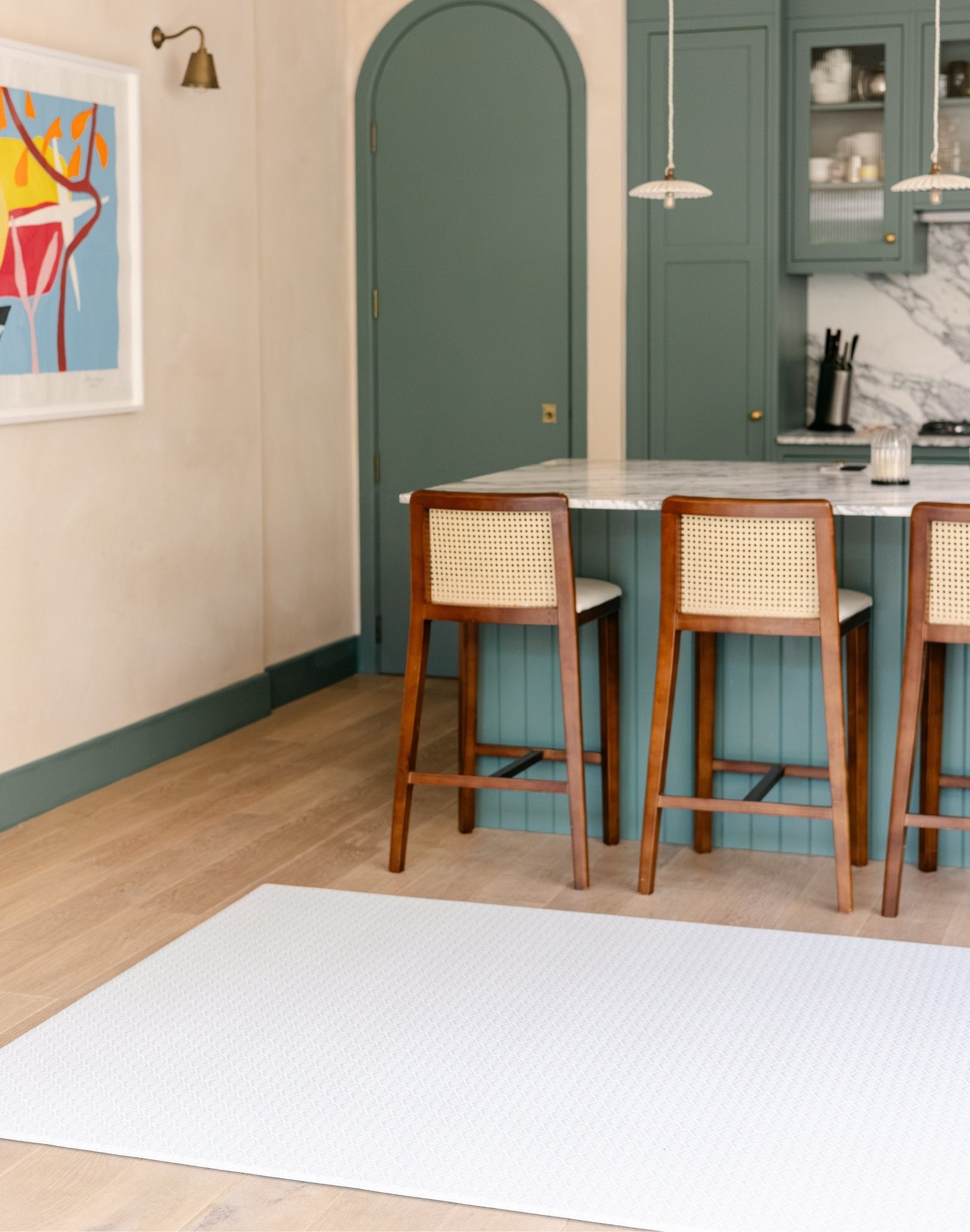 The rug-like beachcomber playmat in a kitchen/ dining room | SKU: 26 BEACH/GATHER XL, 26 BEACH/GATHER STD, 26 BEACH/GATHER COMP