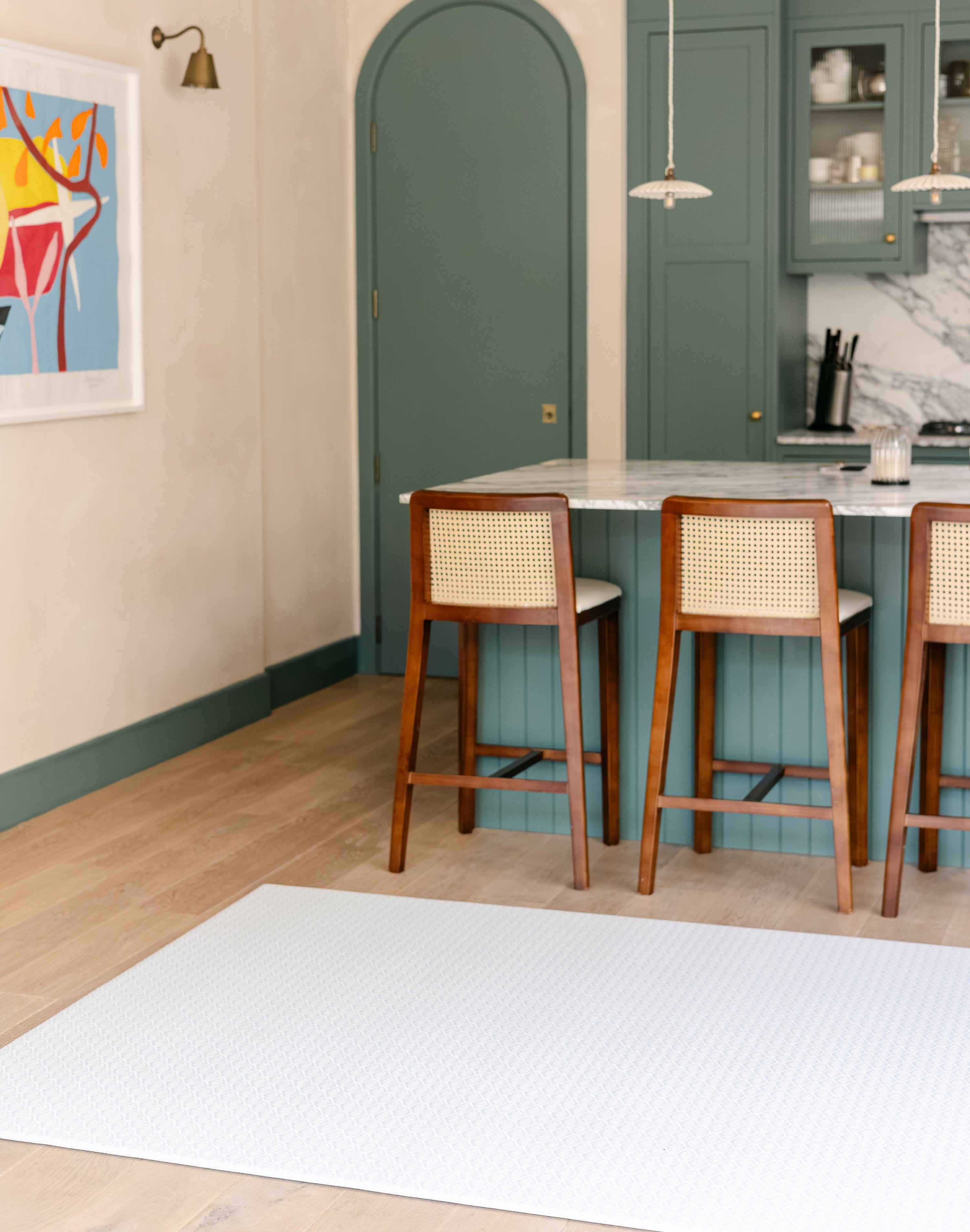 The rug-like beachcomber playmat in a kitchen/ dining room | SKU: 26 BEACH/GATHER XL, 26 BEACH/GATHER STD, 26 BEACH/GATHER COMP