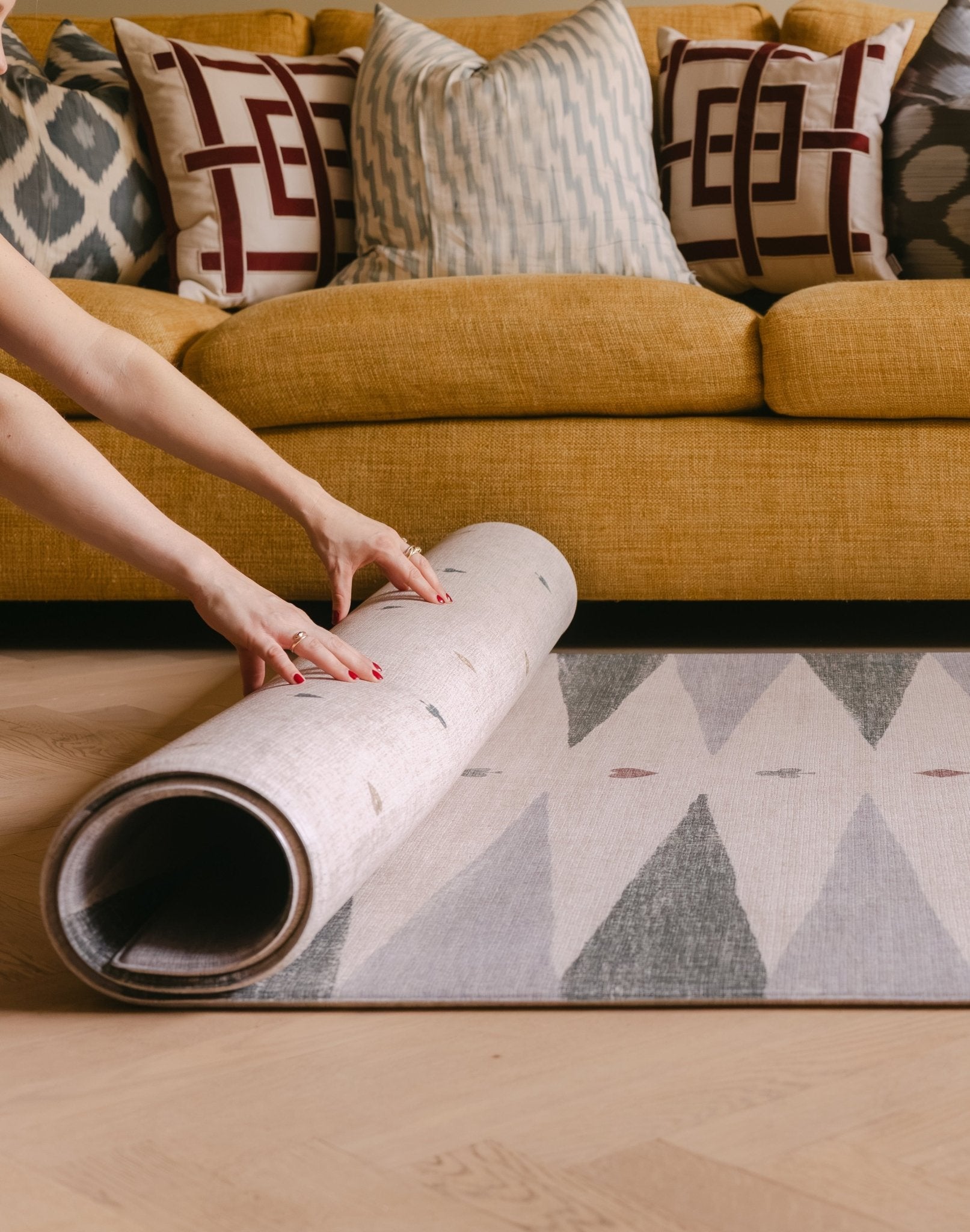 The Counter reversible memory foam playmat from Totter + Tumble rolling and The Wildcard