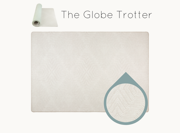 Totter and tumble The Globetrotter reversible padded play mat with The Rambler botanical sage green double sided play mat safe from newborn