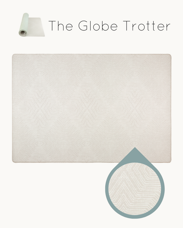 The Globetrotter playmat totter and tumble padded playmats for newborns, toddlers and older children in neutral designs. 