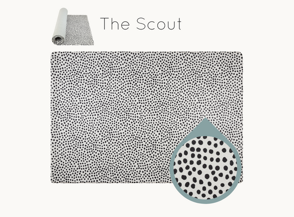 All-over spotty monochromatic playmat design for modern interior styling