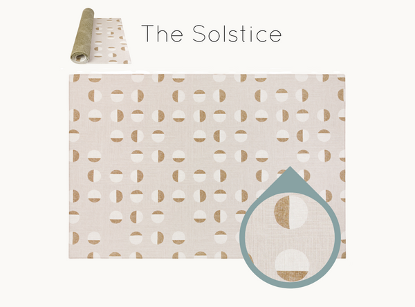 Totter and Tumble The Solstice playmat in warm beige neutral lunar print