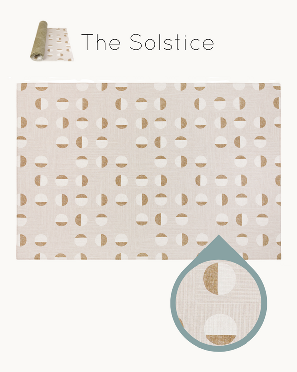 Totter and Tumble The Solstice playmat in warm beige neutral lunar print padded play mat